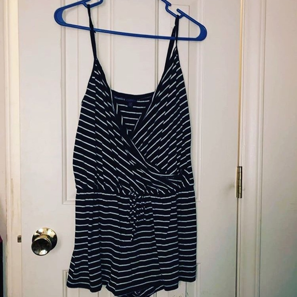 Navy and white romper